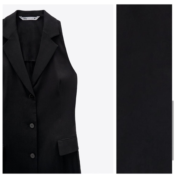 Zara Black Linen Sleeveless Vest Midi Dress - Picture 5 of 11